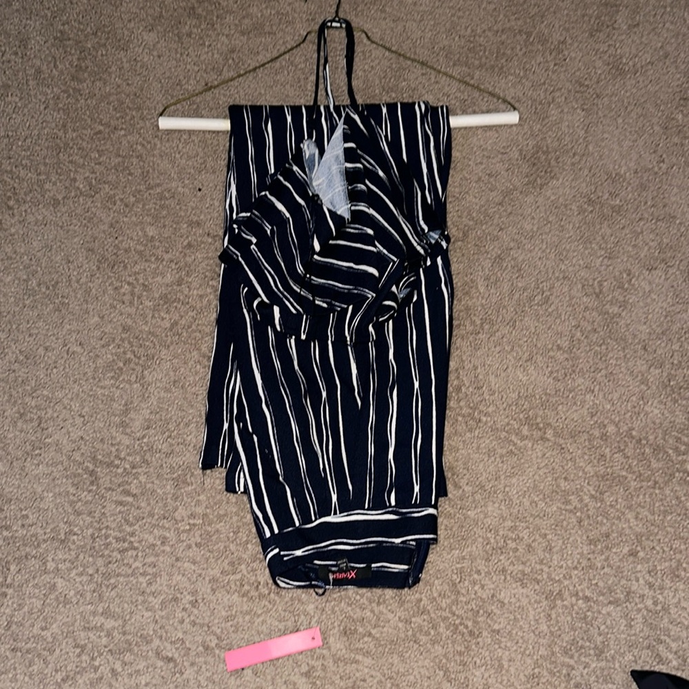 Navy And White stripe Two Piece